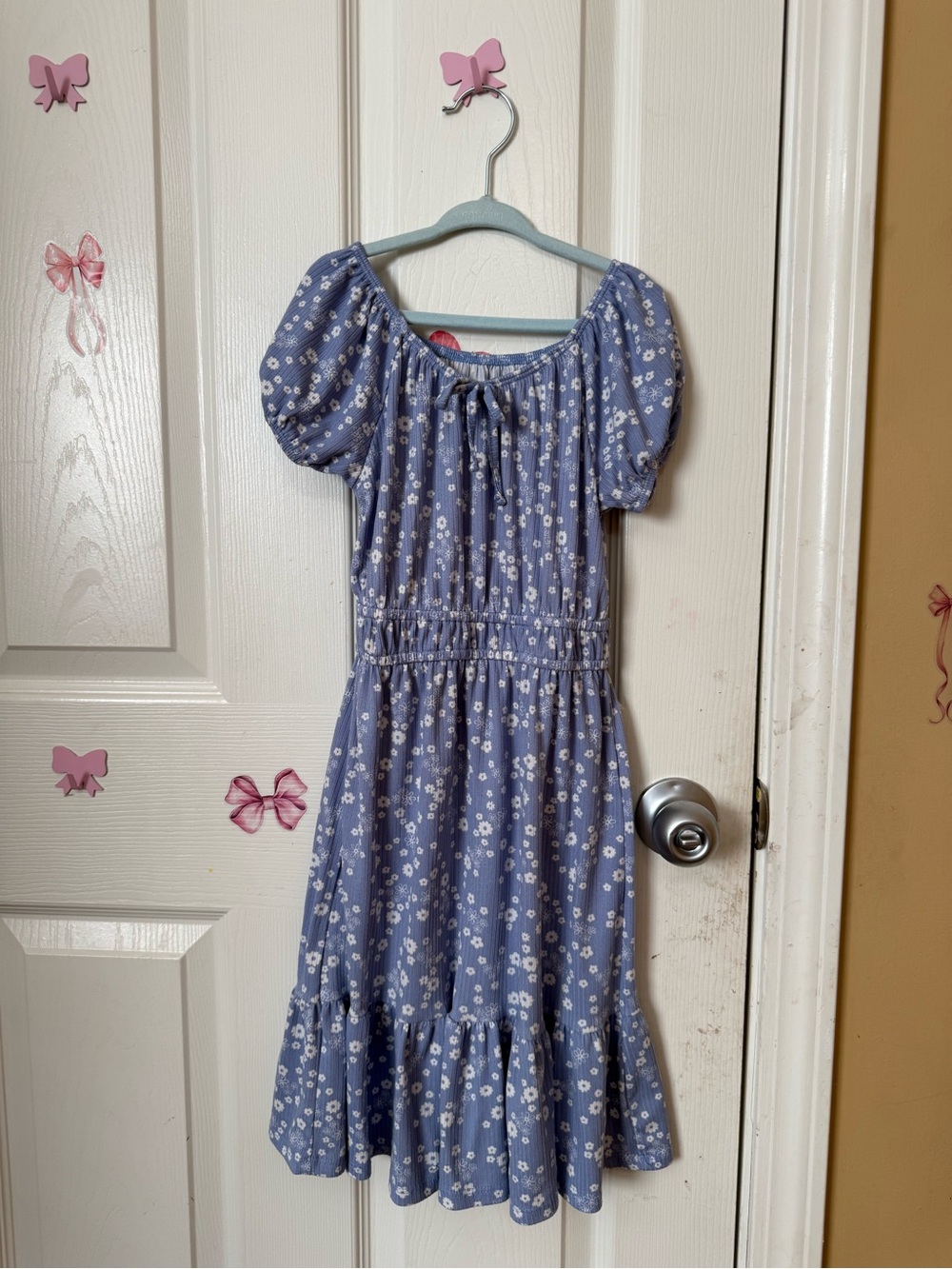 T.J.Maxx Blue Floral Puff-Sleeve Midi Dress